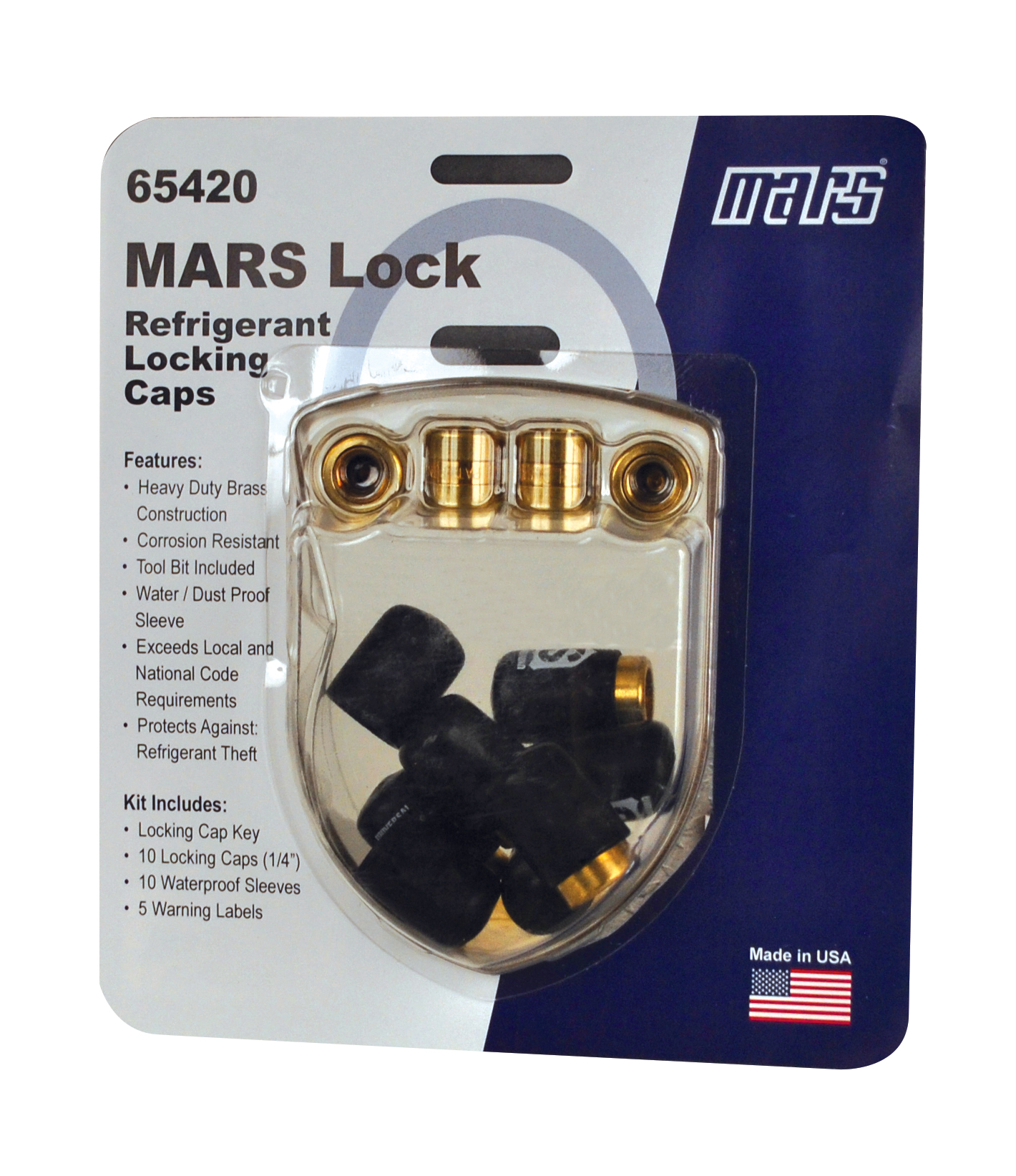 MARS Universal Refrigerant Locking Cap Black, 10/pk 65420