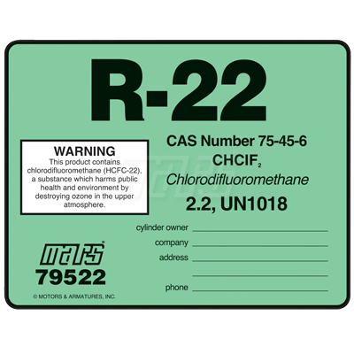 TETRAFLUOROMETHANE R-134A STICKER Labels R134A UN1018 Refrigerant-134A 